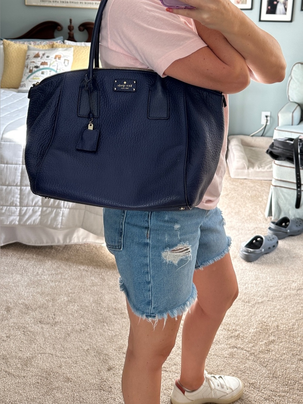 kate spade Navy Pebbled Leather Tote